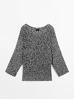 100% cotton flecked knit sweater