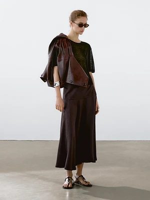 Linen blend short sleeve sweater