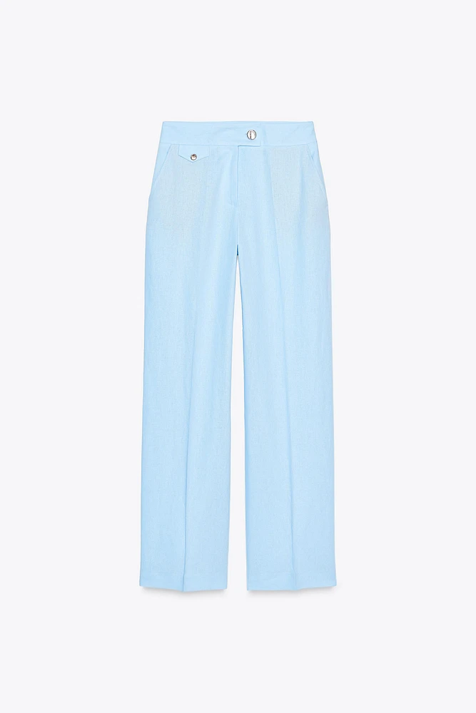 STRAIGHT LEG LINEN PANTS