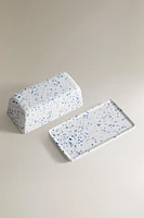 SPLATTERED STONEWARE BUTTER DISH