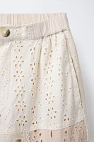 PANTALON DROIT PATCHWORK BRODERIE SUISSE