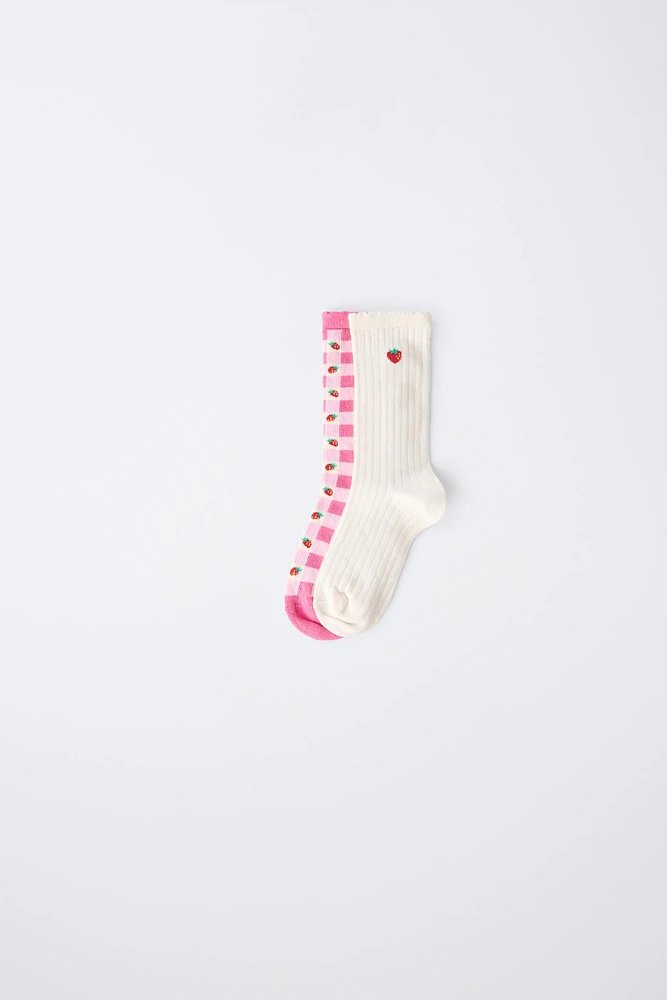 TWO-PACK OF STRAWBERRY GINGHAM SOCKS