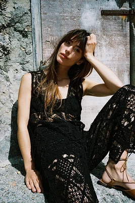 FRINGED CROCHET VEST