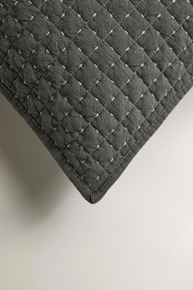TEXTURED COTTON PILLOW SHAM FOR QUILT