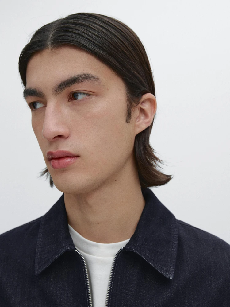 100% cotton denim jacket with zip