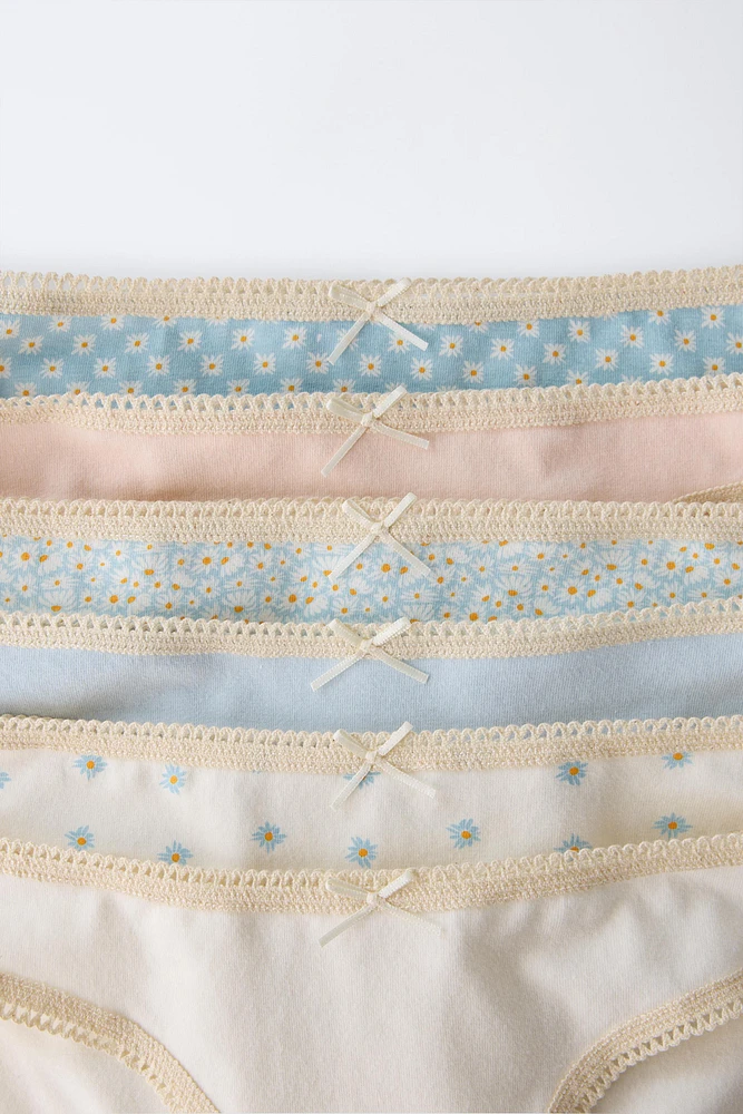 AGES 6-14/ SIX-PACK OF DAISY PRINT BRIEFS