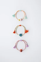 PACK OF THREE CORD BRACELETS WITH CERAMIC