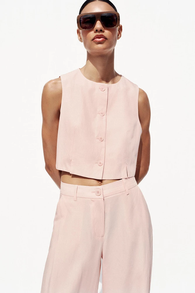 PLEATED WIDE LEG PANTS
