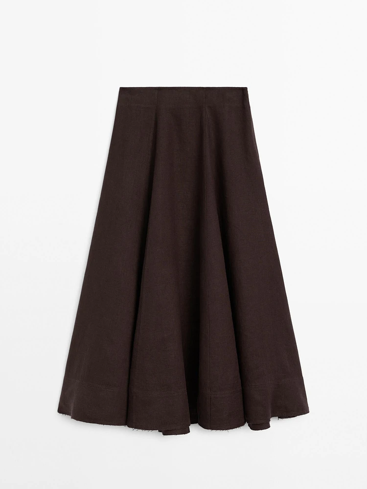 Flared linen skirt with hem detail