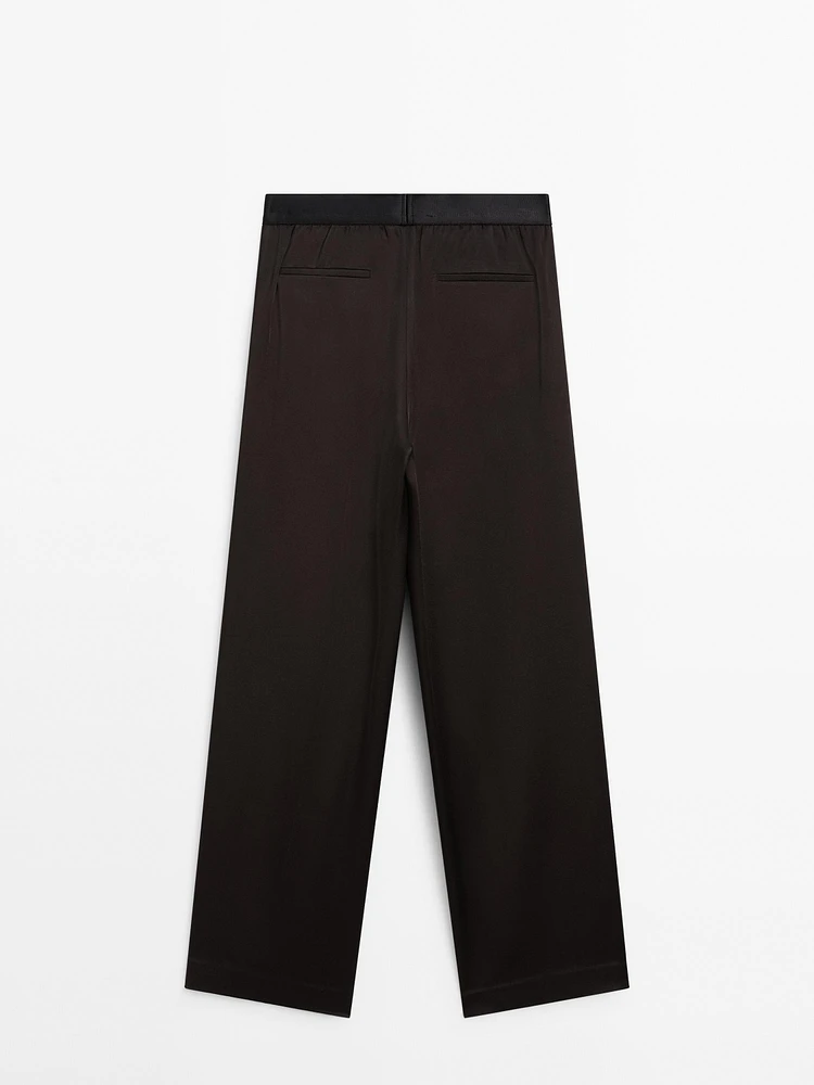 Wide-leg satin trousers