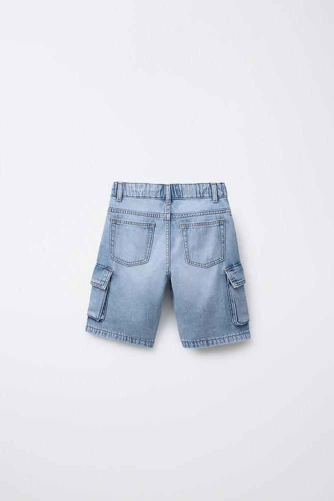 BERMUDA EN JEAN FLUIDE CARGO