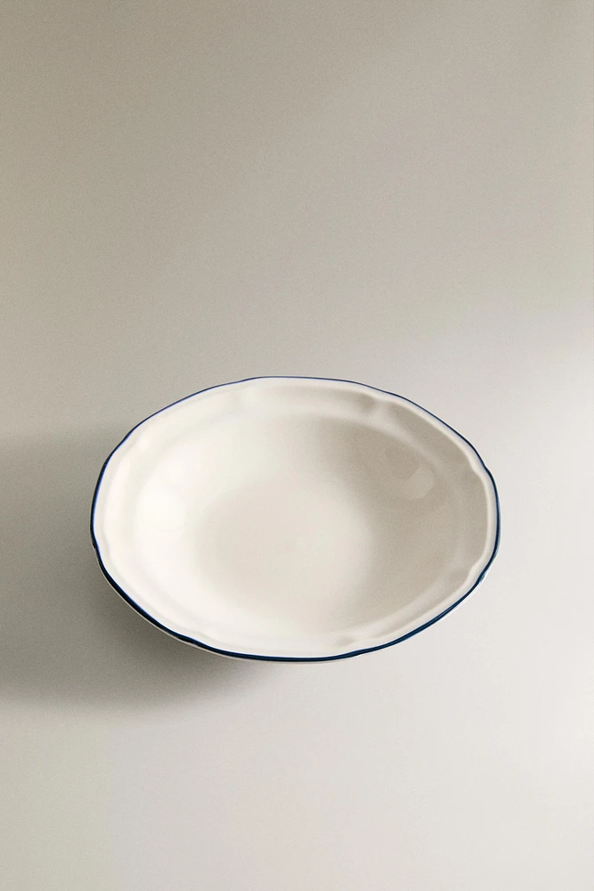 SOUP PLATE WITH GREEN RIM