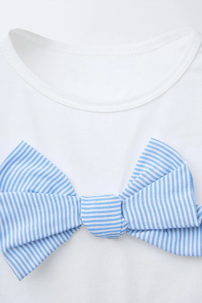 POPLIN BOW APPLIQUÉ T-SHIRT