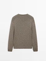 Pull en maille à col V chiné