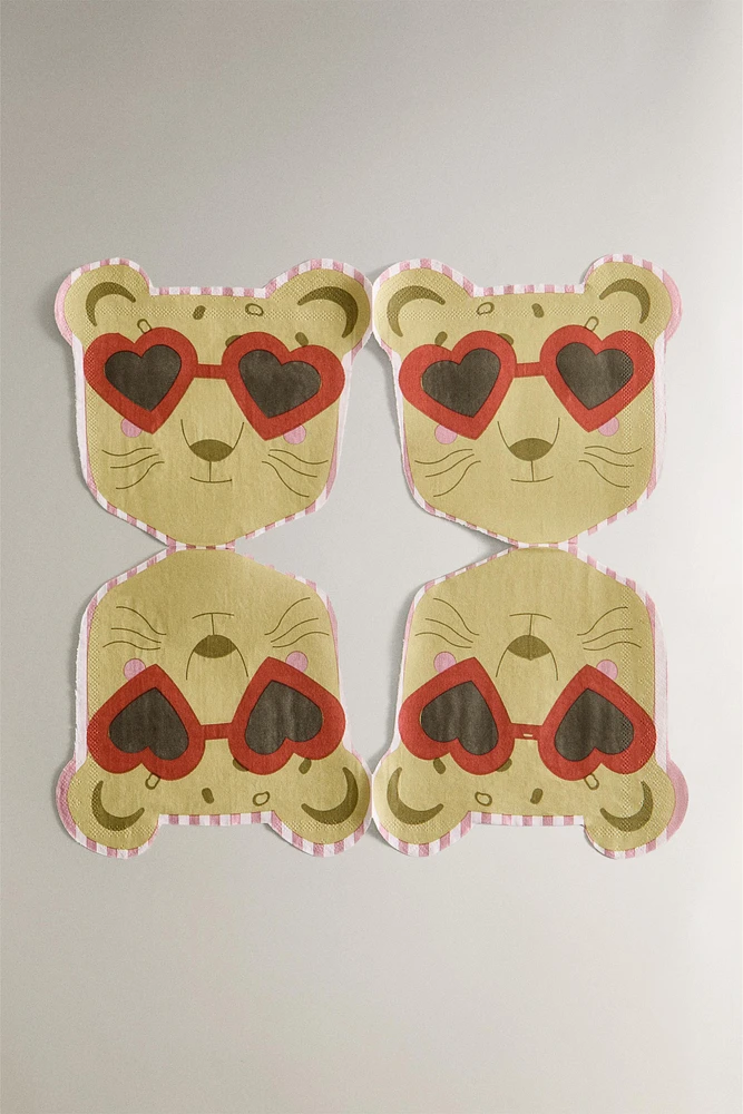 SERVIETTES DE TABLE PAPIER ENFANT GUÉPARD (LOT DE 20)