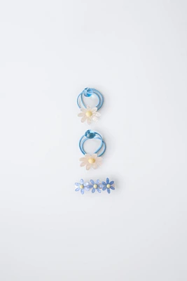 DAISY BARRETTE AND HAIR TIE SET
