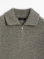 Cotton blend mock neck sweater