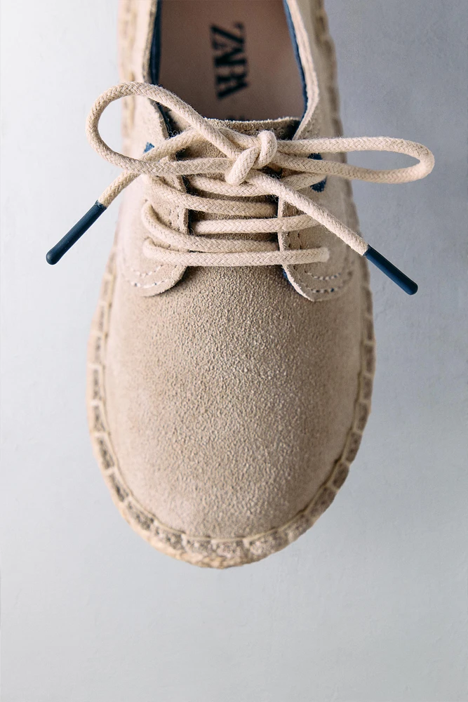 LIMITED EDITION LEATHER AND JUTE DERBY SHOES