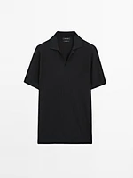 Short sleeve jacquard knit polo shirt
