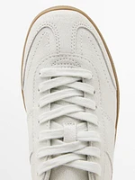 Crackled leather trainers