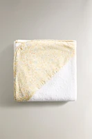 SERVIETTE DE BAIN CAPUCHE BÉBÉ PASSEPOIL FLEUR