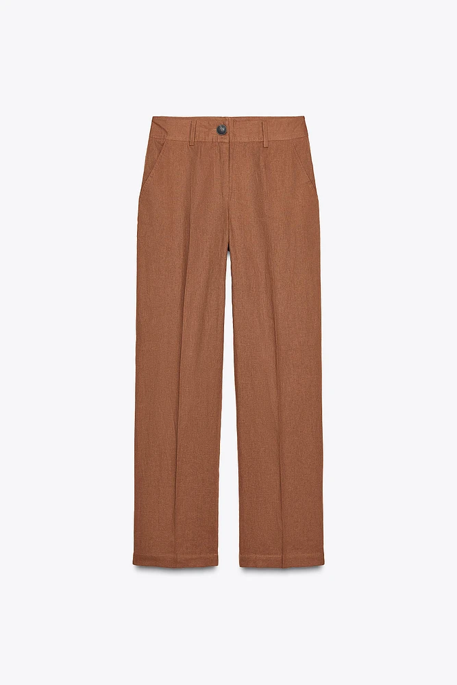 PANTALON DROIT AVEC LIN