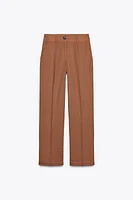 LINEN BLEND STRAIGHT PANTS