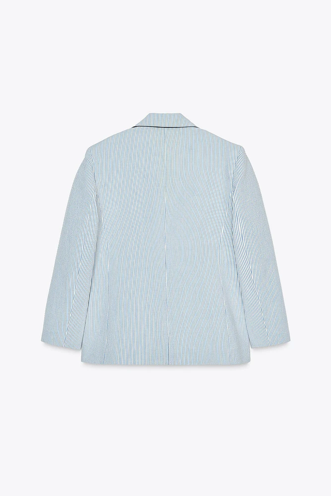 STRIPED BLAZER WITH SHOULDER PADS