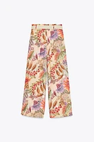 PRINTED BELTED PANTS