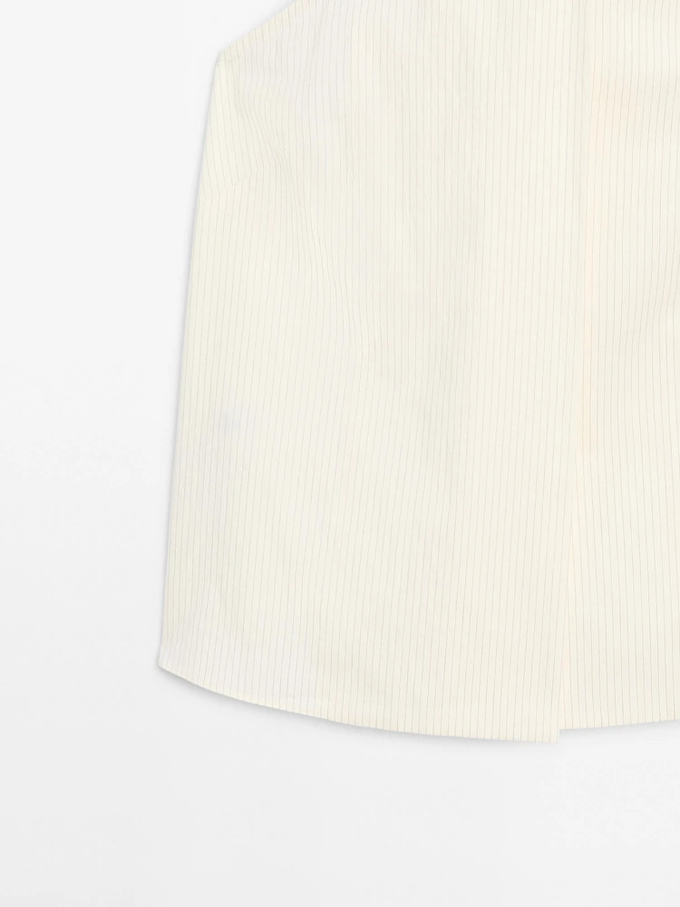 Striped cotton blend halter top
