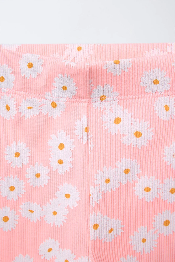 PRINTED RIBBED BIKE SHORTS
