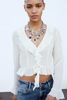 SEMI-SHEER BLOUSE WITH RUFFLES