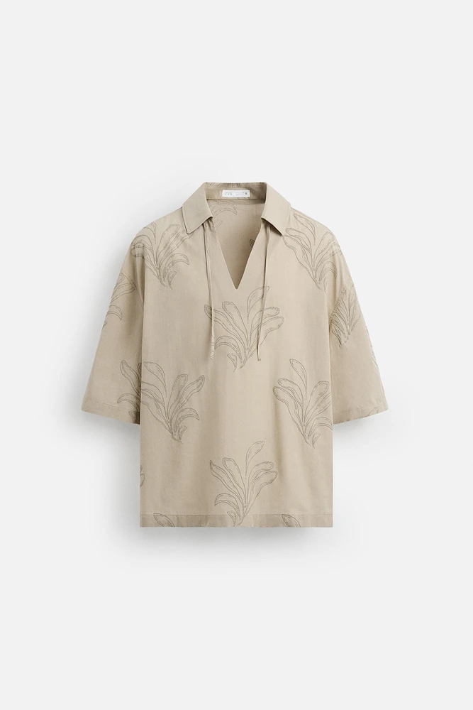 LEAF EMBROIDERED SHIRT