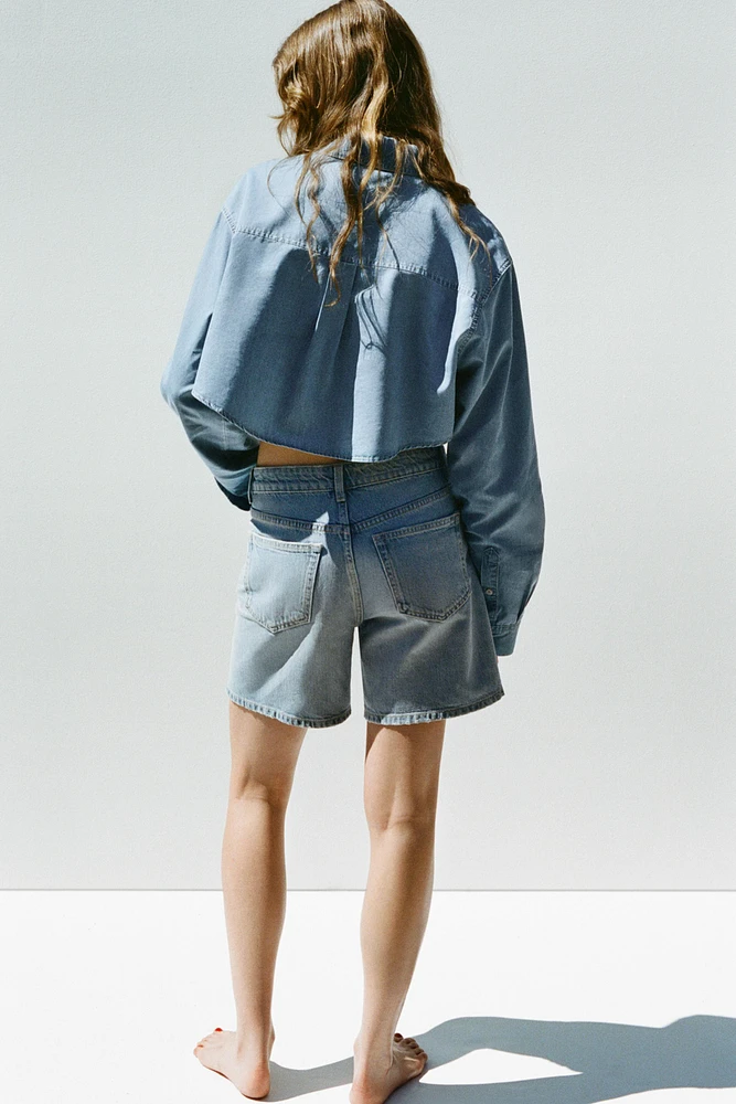 SHORT EN JEAN TRF À TAILLE MI-HAUTE