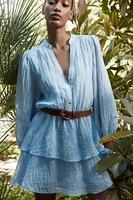 BELTED RUFFLED DRESS