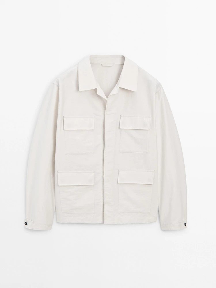 Cotton blend jacket with pockets