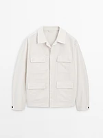 Cotton blend jacket with pockets