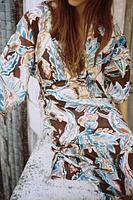 PRINTED POPLIN TIE DRESS