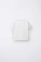 T-SHIRT COL TUNISIEN TEXTURE COMBINÉE