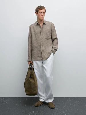 Chemise à carreaux regular fit en lin