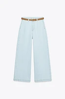 Z1975 BELTED HIGH RISE CROPPED WIDE LEG JEANS
