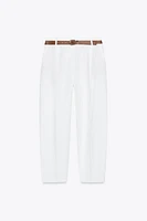 PANTALON DROIT AVEC CEINTURE EN LIN