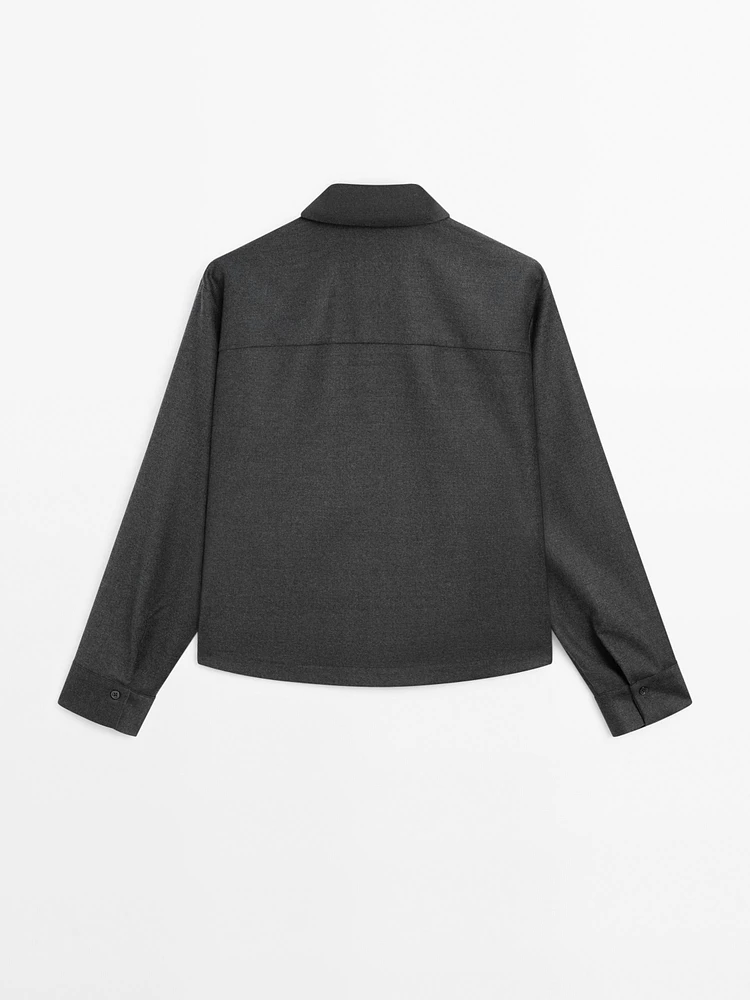 Wool blend flannel overshirt