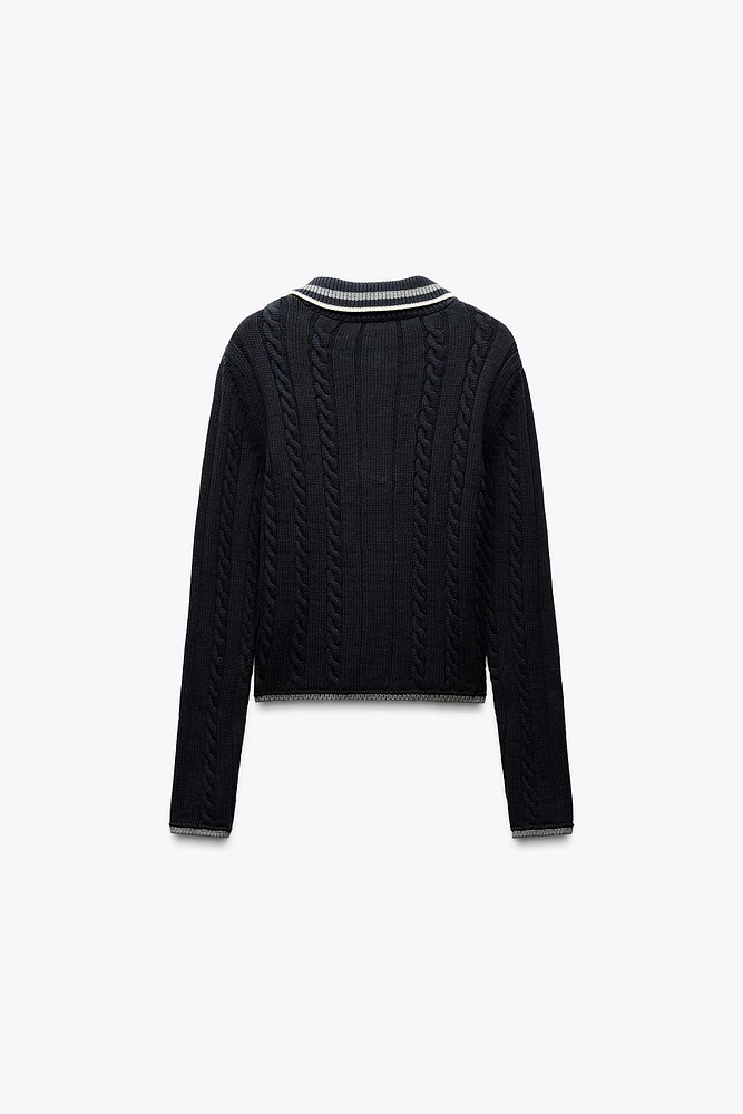 PIPING KNIT POLO SWEATER
