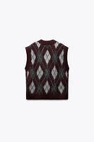 ARGYLE KNIT SWEATER VEST