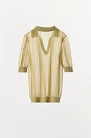 TOP POLO EN MAILLE AJOURÉE