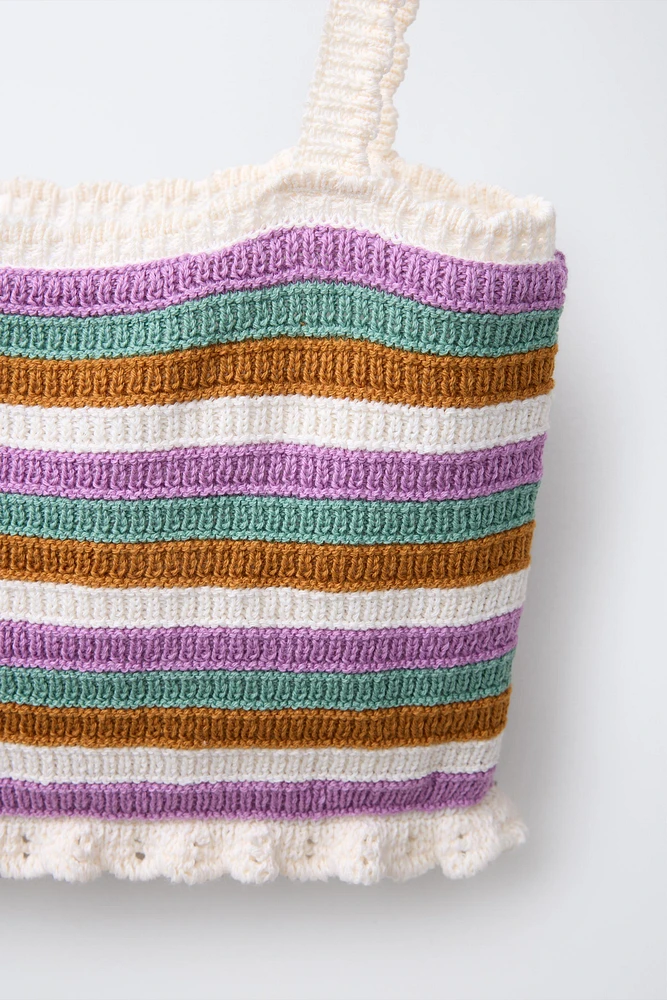 3-6 YEARS/ STRIPED CROCHET KNIT SET