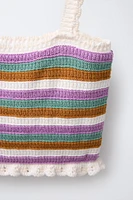 3-6 YEARS/ STRIPED CROCHET KNIT SET