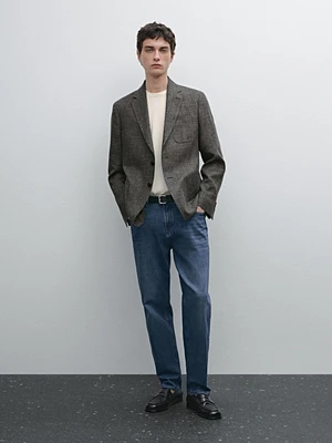 Blazer en lin et coton mélangés