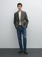 Blazer en lin et coton mélangés